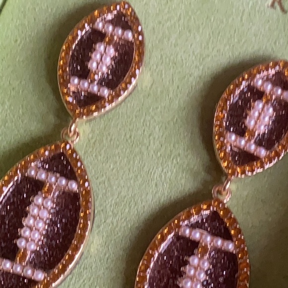 Football dangle earrings - Picture 2 of 6